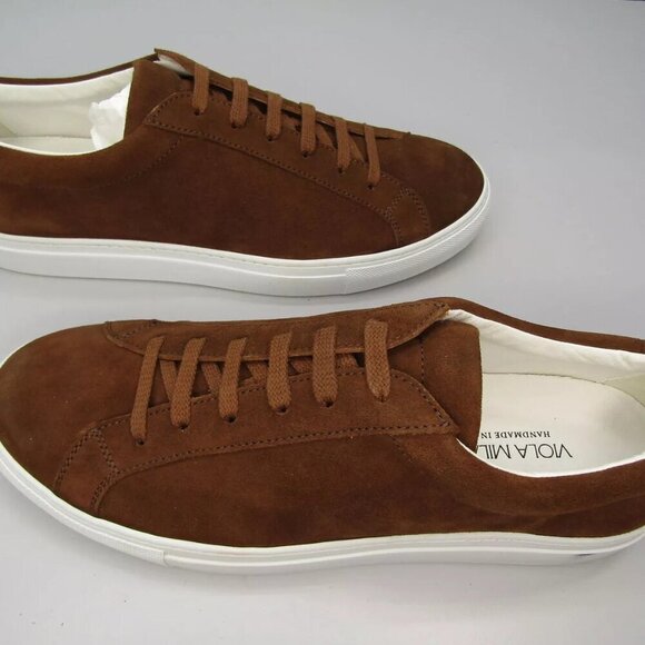 NEW VIOLA MILANO Mens Sport Club Sneaker Casual Tennis Shoe Polo Brown Suede - Picture 3 of 10